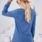 Notched Button Detail Long Sleeve T-Shirt