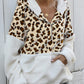 Leopard Half-Zip Dropped Shoulder Hoodie
