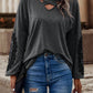 Crisscross V-Neck Lace Detail T-Shirt