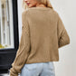 Cable-Knit Round Neck Dropped Shoulder Sweater