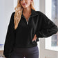Half Zip Collared Neck Long Sleeve Sweatshirt