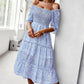 Ditsy Floral Off-Shoulder Smocked Midi Dress