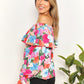 Double Take Floral Off-Shoulder Flounce Sleeve Layered Blouse