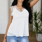 Eyelash Trim Spliced Lace V-Neck Tank