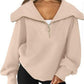 Half-Zip Lantern Sleeve Top