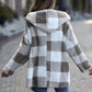 Plaid Open Front Hooded Coat