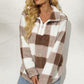 Plaid Half Zip Long Sleeve Sweatshirt