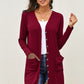 V-Neck Long Sleeve Cardigan with Pocket