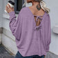 Full Size Round Neck Dropped Shoulder Tied T-Shirt