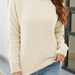 Waffle-Knit Round Neck Reglan Sleeve Sweater