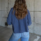 Ribbed Collared Neck Button Up Jacket