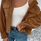 Collared Neck Button Front Jacket with Pockets