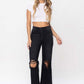 Vervet by Flying Monkey Vintage Ultra High Waist Distressed Crop Flare Jeans