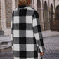 Plaid Collared Neck Coat with Pockets