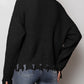 Waffle-Knit Dropped Shoulder Blouse