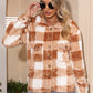 Plaid Collared Neck Drop Shoulder Coat