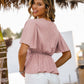 Printed Tied Flutter Sleeve Babydoll Blouse