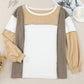 Color Block Exposed Seam Boat Neck Sweatshirt