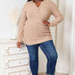 Double Take Notched Neck Ribbed Long Sleeve T-Shirt