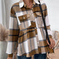 Plaid Button Up Dropped Shoulder Peplum Shacket