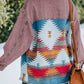 Dropped Shoulder Long Sleeve Printed Denim Jacket