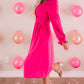 Twist Front V-Neck Flounce Sleeve Dress