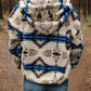Geometric Half Zip Drawstring Long Sleeve Hoodie