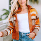 Fuzzy Contrast Snap Down Long Sleeve Jacket
