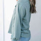 Waffle-Knit V-Neck Blouse with Breast Pocket