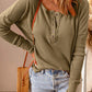 Waffle Knit Henley Long Sleeve Top