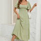 Smocked Square Neck Puff Sleeve Dress