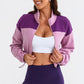 Contrast Drawstring Zip Up Jacket