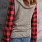 Plaid Christmas Tree Graphic Half Snap Drawstring Hoodie