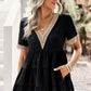 Contrast Short Sleeve Tiered Blouse