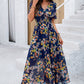 Smocked Floral V-Neck Short Sleeve Dress