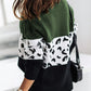 Leopard Turtleneck Dropped Shoulder Sweater