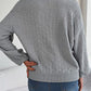 Half Button V-Neck Long Sleeve Sweater