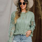 Eyelet Crochet Lantern Sleeve Sweater
