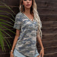 Glitter V-Neck Short Sleeve Tee Shirt