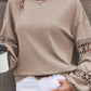 Crochet Long Sleeve Drop Shoulder Blouse