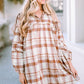 Plaid Long Sleeve Babydoll Mini Dress
