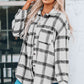 Plaid Curved Hem Dropped Shoulder Longline Shirt Jacket