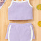 Baby Girl Contrast Trim Ribbed Cami and Shorts Set
