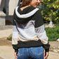 Striped Zip Up Drawstring Hooded Jacket