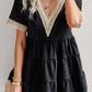 Contrast Short Sleeve Tiered Blouse