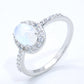 925 Sterling Silver Natural Moonstone Halo Ring