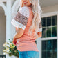 Leopard Lace Trim Ribbed Round Neck Top