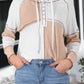 Exposed Seam Color Block Hoodie with Drawstring