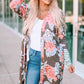 Stripe Detail Sleeve Floral Print Cardigan