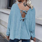 Full Size Round Neck Dropped Shoulder Tied T-Shirt